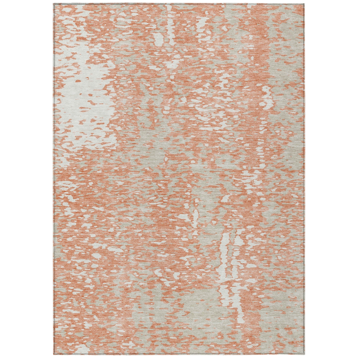 612928 10 x 14 ft. Coral & Ivory Abstract Washable Indoor & Outdoor Rectangle Area Rug