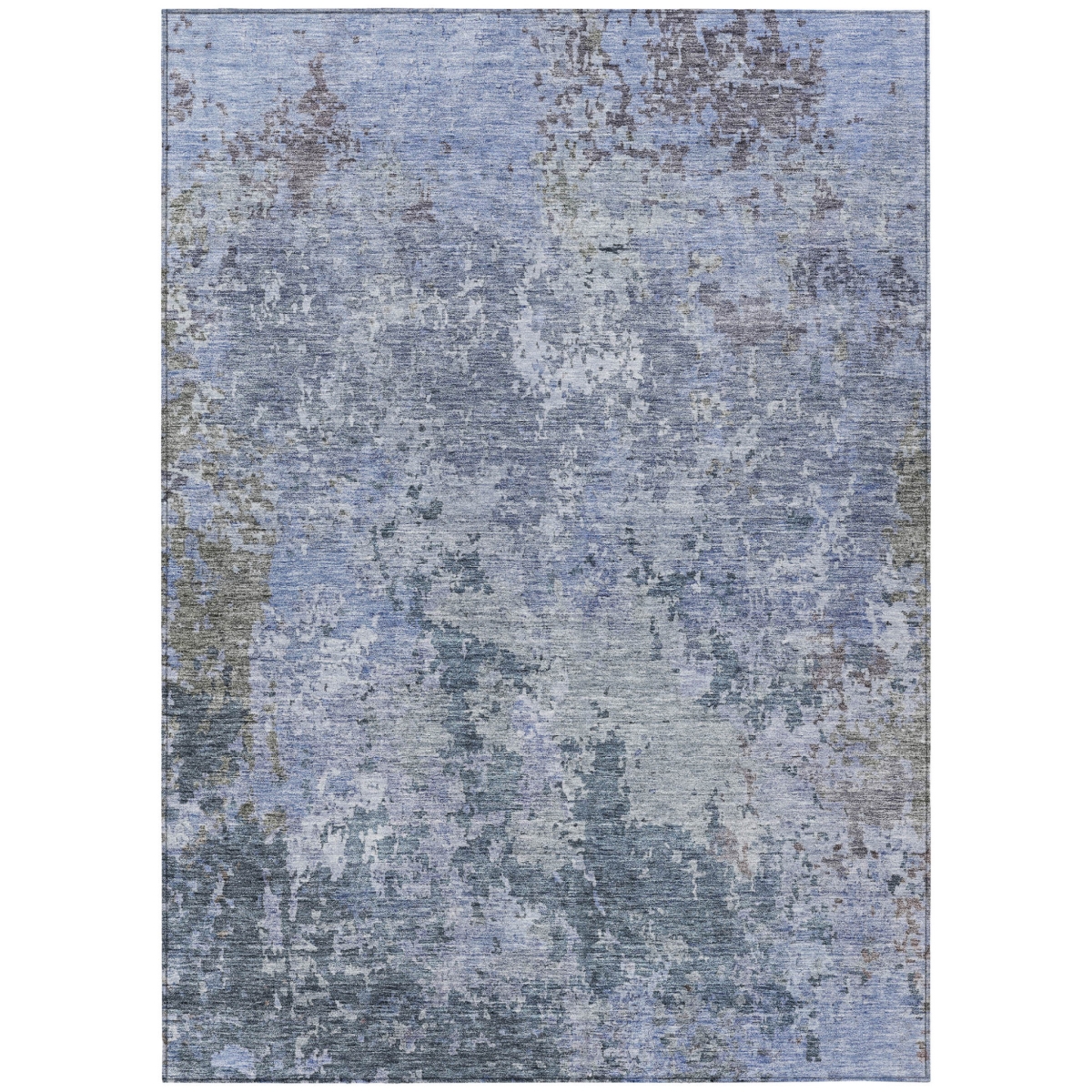 605539 8 x 10 ft. Blue & Dark Gray Abstract Washable Indoor & Outdoor Rectangle Area Rug