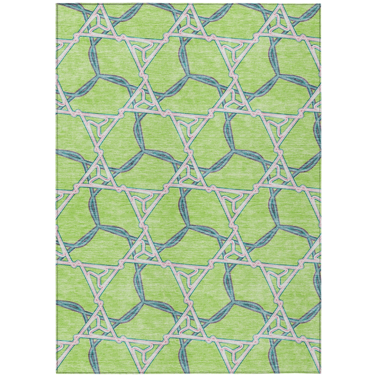 613511 10 x 14 ft. Lime Green & Blue Geometric Washable Indoor & Outdoor Rectangle Area Rug