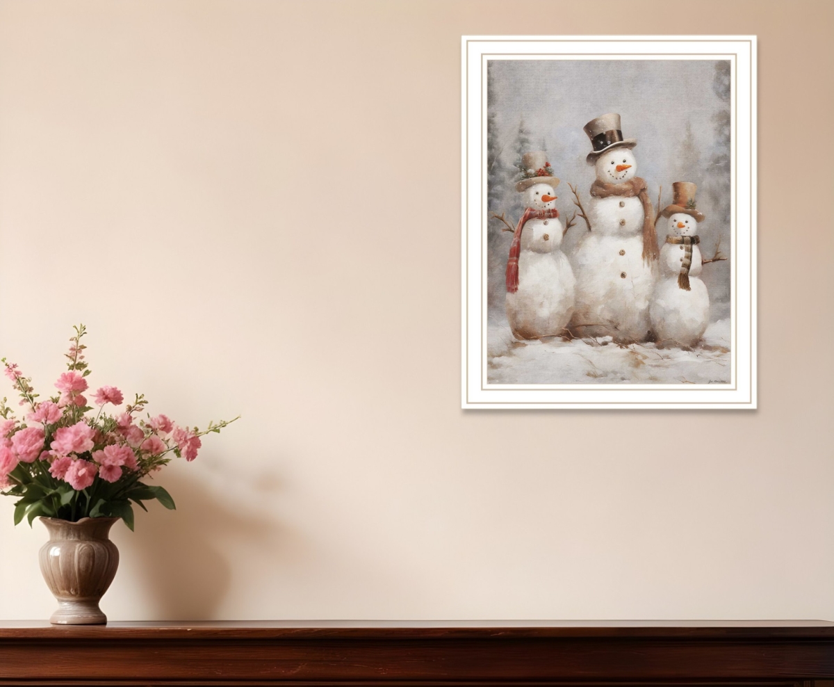 572083 Snowman Trio White Framed Wall Art
