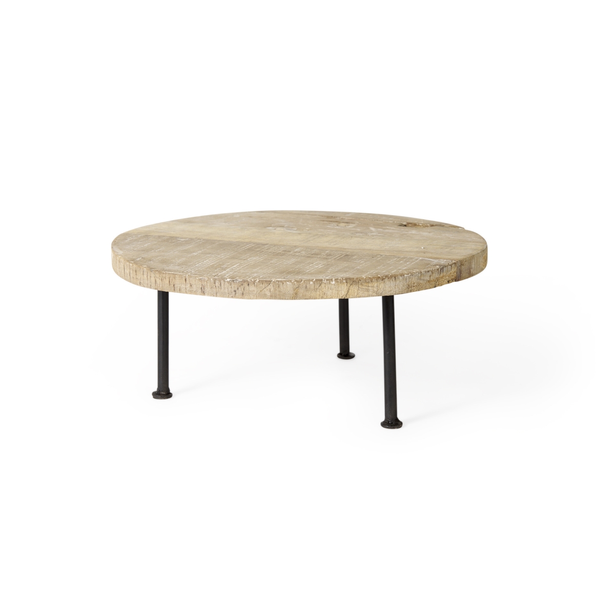 Picture of HomeRoots 609087 15 in. Light Brown & Black Round Solid Wood Handmade Riser Tray