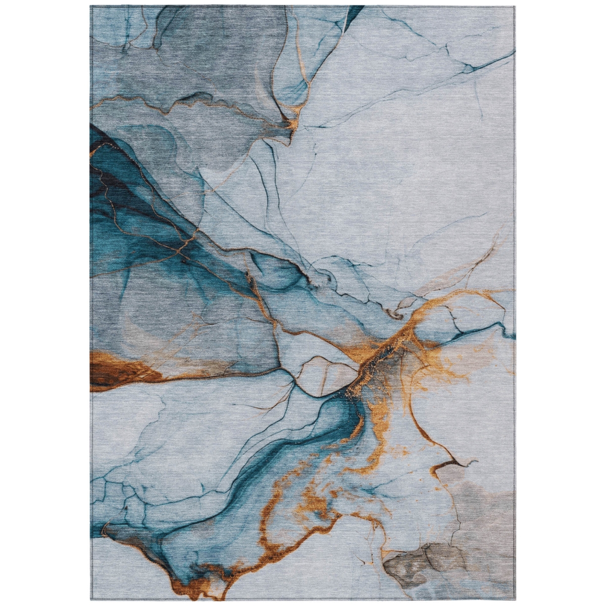 617875 8 x 10 ft. Sky Blue & Copper Abstract Washable Indoor & Outdoor Rectangle Area Rug