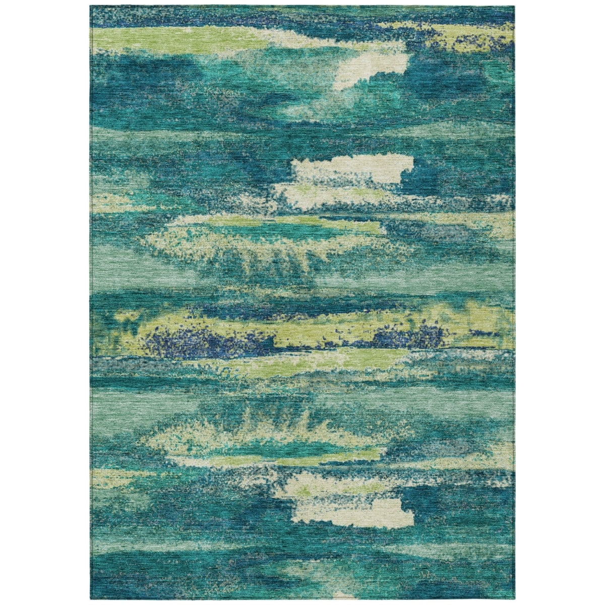 612498 5 x 8 ft. Emerald & Lime Green Abstract Washable Indoor & Outdoor Rectangle Area Rug