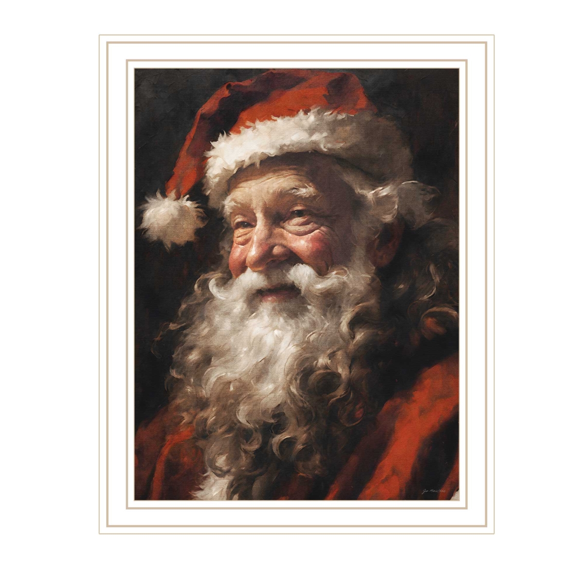 572090 Old World Santa Claus White Framed Wall Art