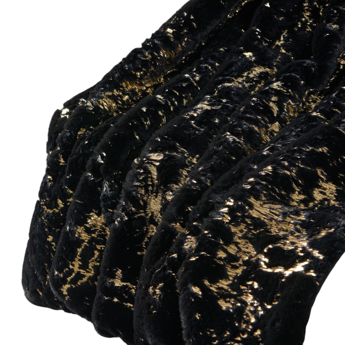 Picture of HomeRoots 571531 60 x 80 in. Black & Gold Abstract Faux Fur Plush Throw Blanket