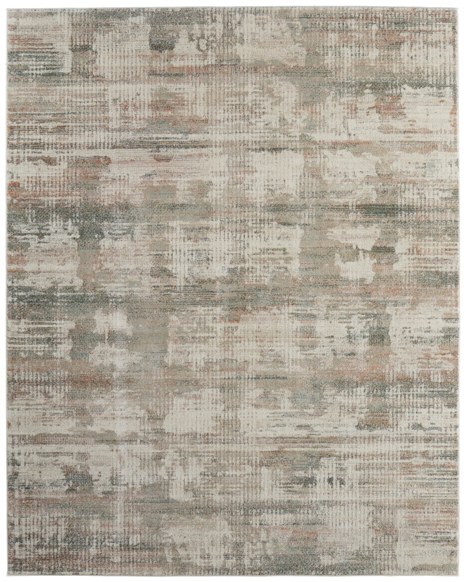 617189 8 x 10 ft. Ivory, Gray & Green Abstract Distressed Rectangle Area Rug