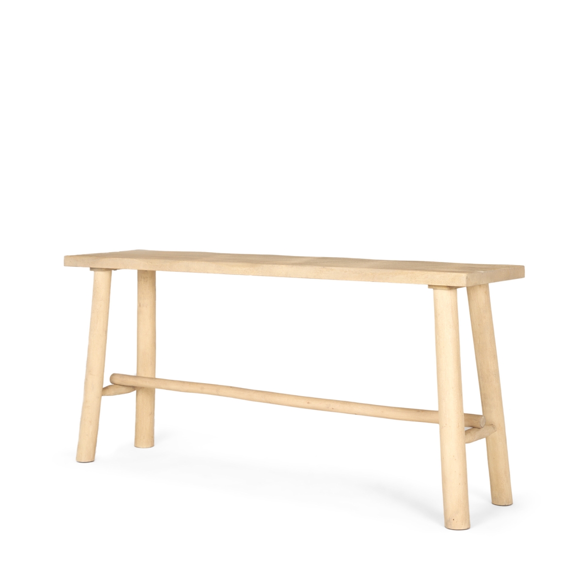 605609 66 in. Light Brown Solid Wood Trestle Console Table