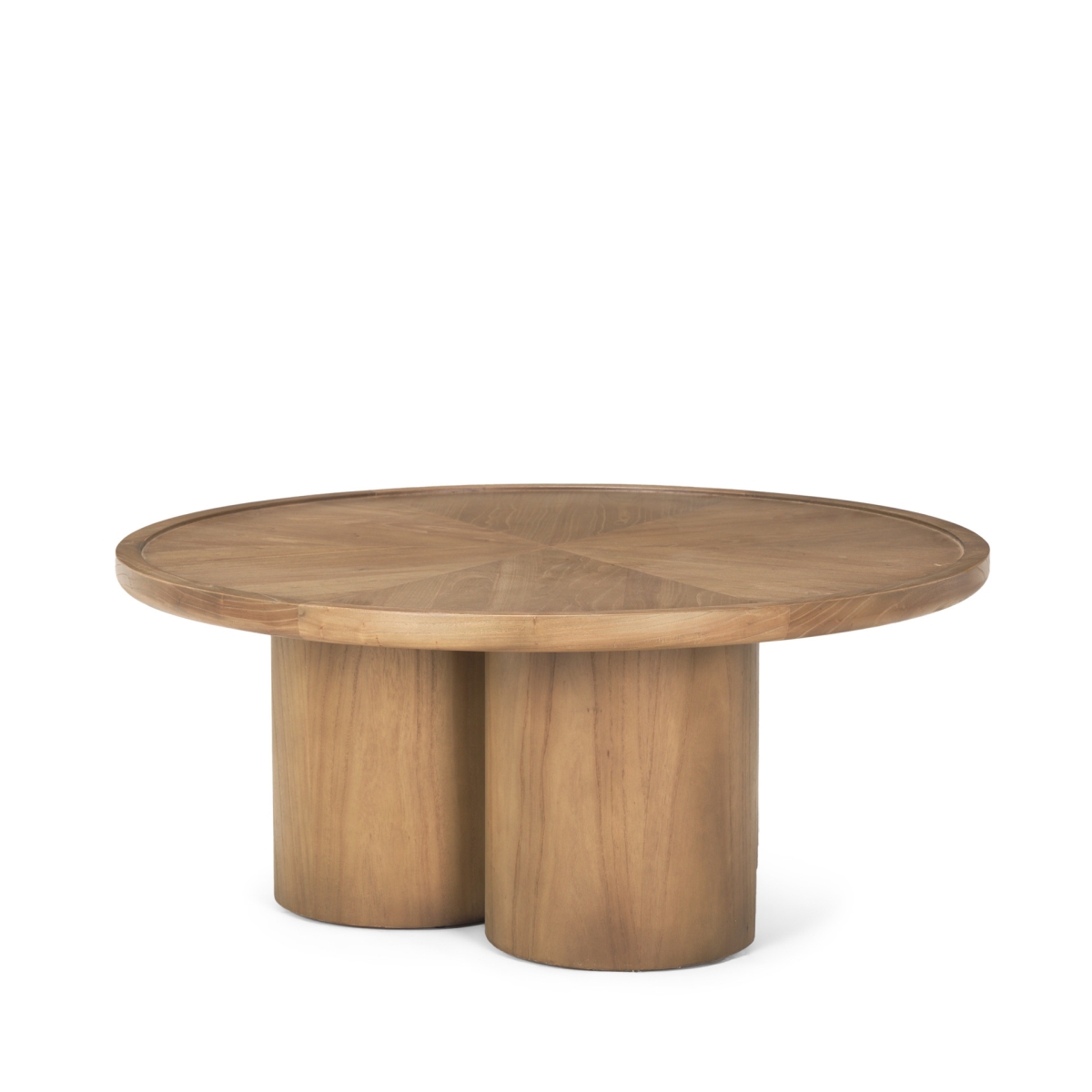 597052 39 in. Natural Solid Wood Round Pedestal Coffee Table