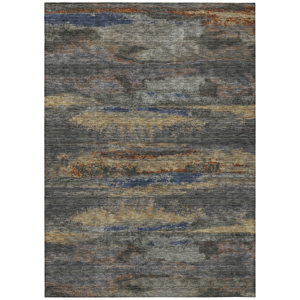 612504 5 x 8 ft. Graphite & Gray Abstract Washable Indoor & Outdoor Rectangle Area Rug