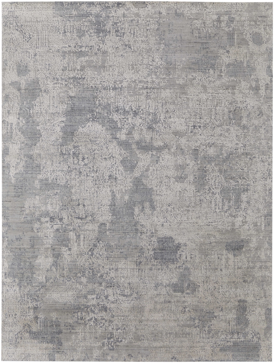 617283 9 x 12 ft. Silver & Gray Abstract Hand Woven Distressed Rectangle Area Rug