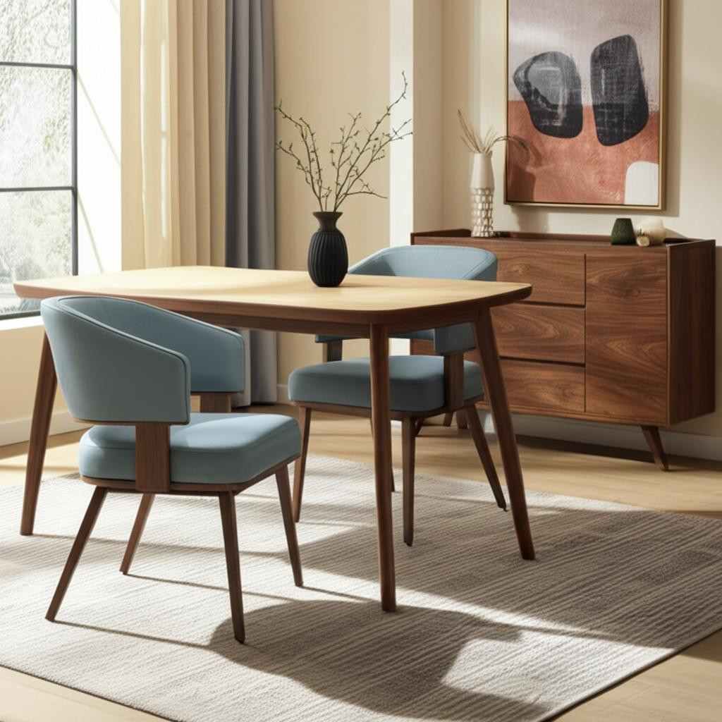 564980 30.5 x 22 x 23 in. Gray & Walnut Upholstered Faux Leather Open Back Dining Arm Chair - Set of 2