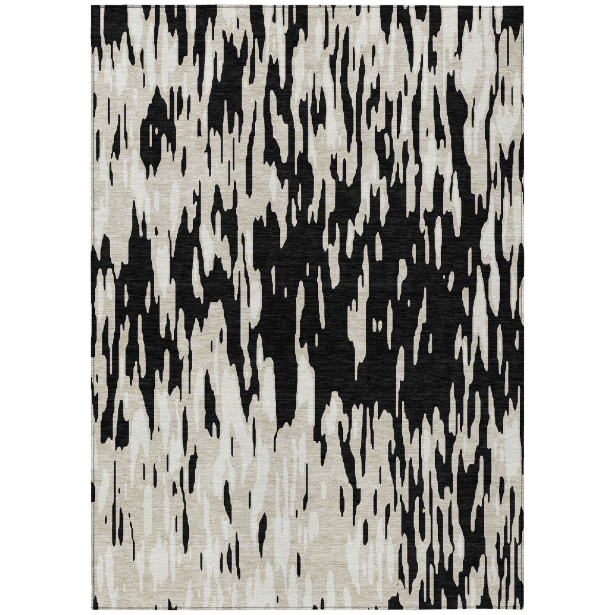 612640 10 x 14 ft. Black & Ivory Abstract Washable Indoor & Outdoor Rectangle Area Rug
