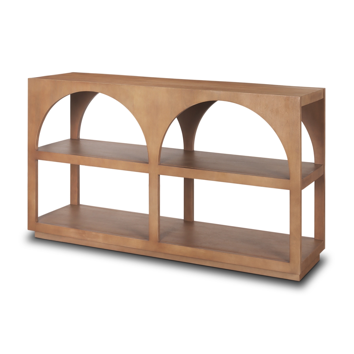 605612 54 in. Brown Solid Wood Floor Shelf Console Table with Two Shelves