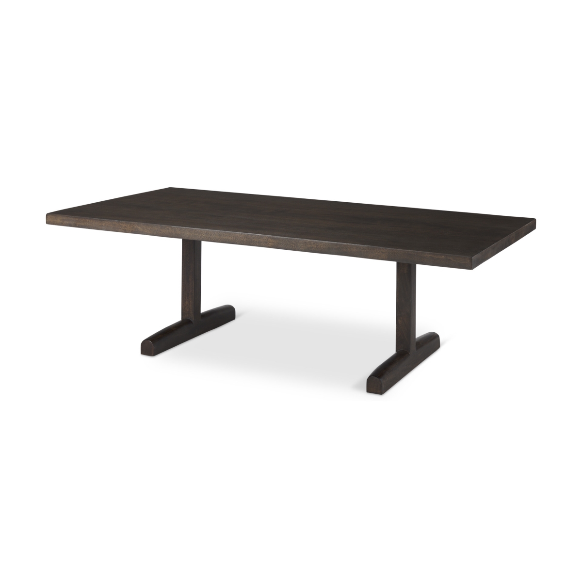 597055 55 in. Dark Brown Solid Wood Double Pedestal Coffee Table