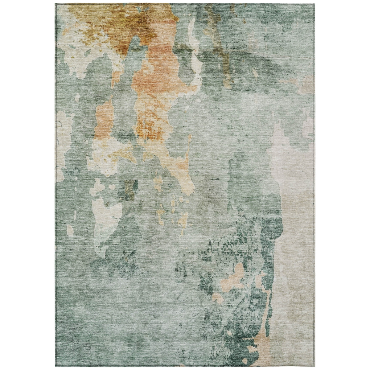 605498 9 x 12 ft. Blue, Copper & Gray Abstract Washable Indoor & Outdoor Rectangle Area Rug