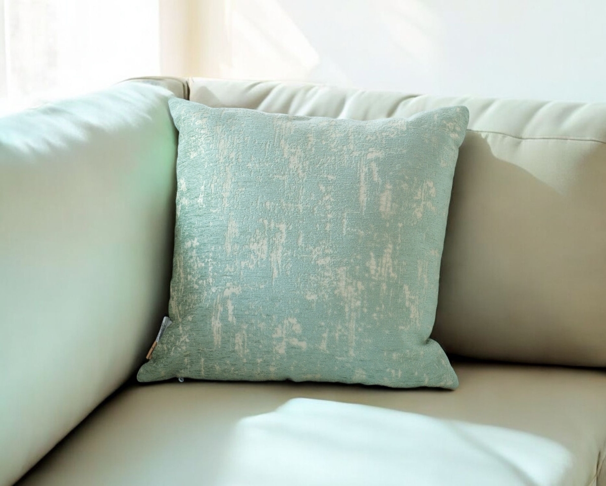 Picture of HomeRoots 571278 18 in. Mint Green & Tan Abstract Chenille Throw Pillow