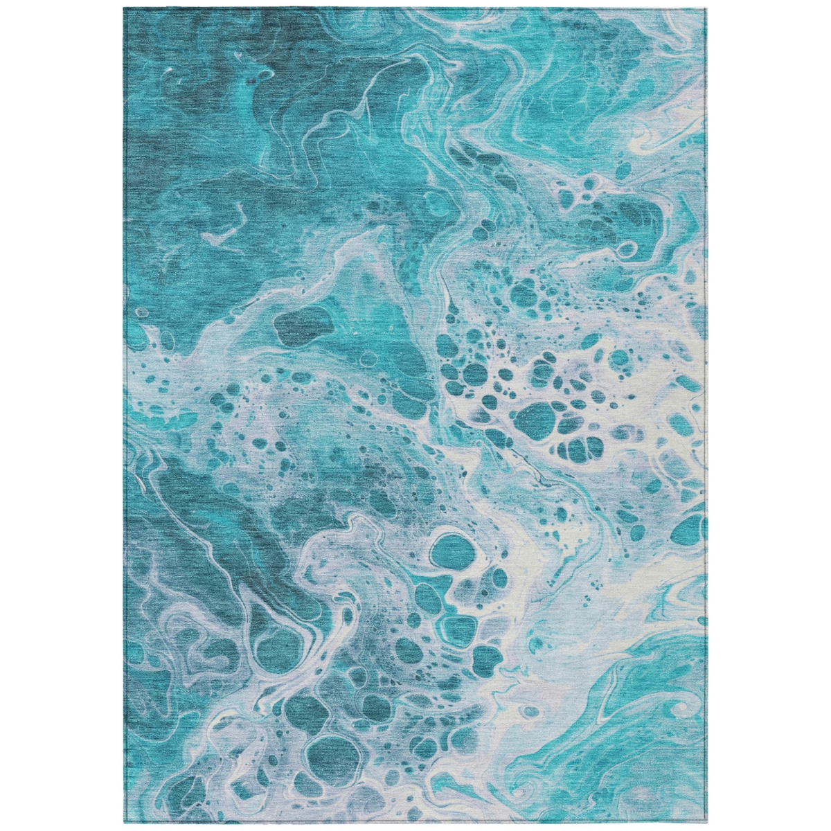 618326 9 x 12 ft. Teal Blue & Ivory Abstract Washable Indoor & Outdoor Rectangle Area Rug