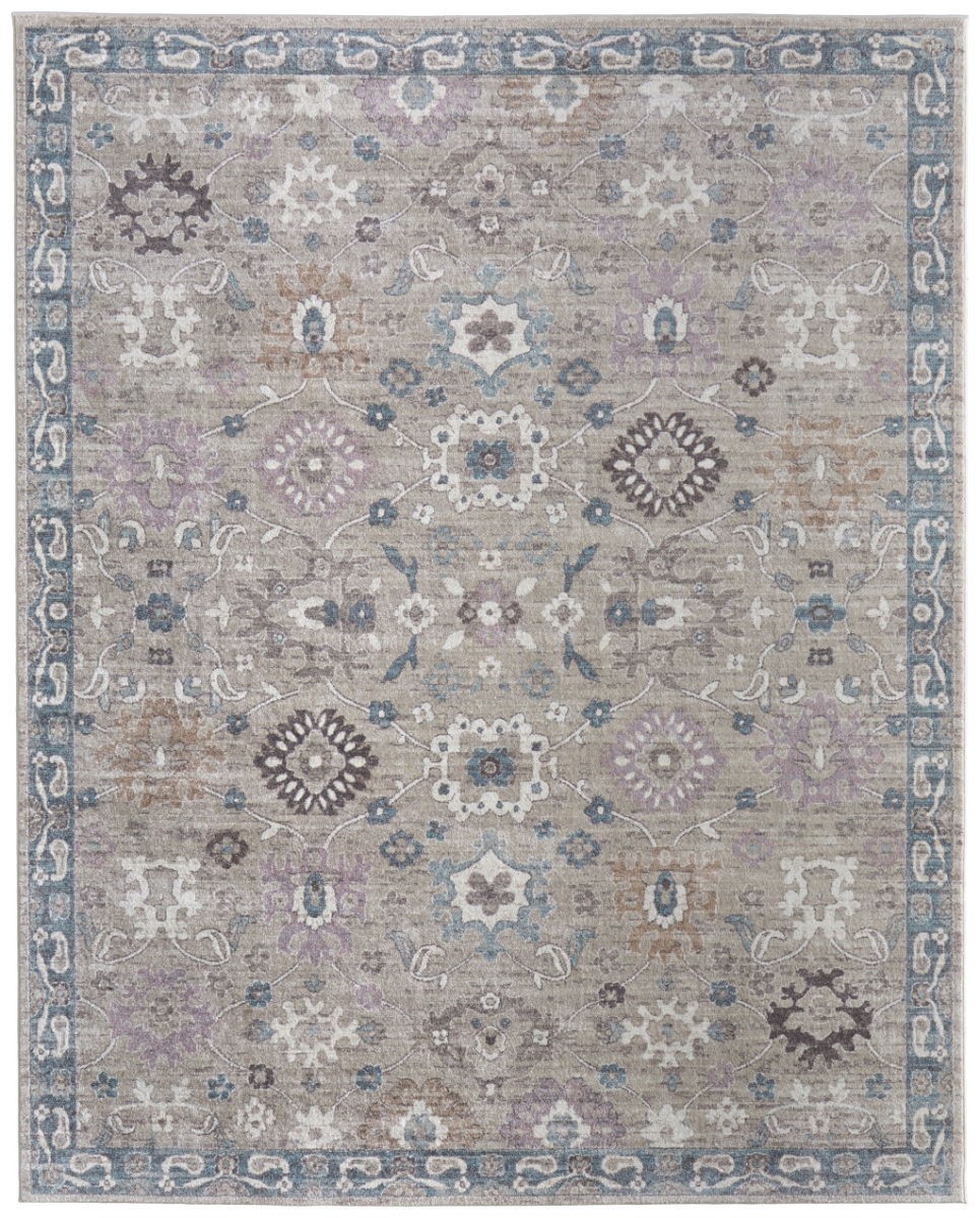 617333 9 x 12 ft. Gray, Blue & Taupe Floral Distressed Rectangle Area Rug