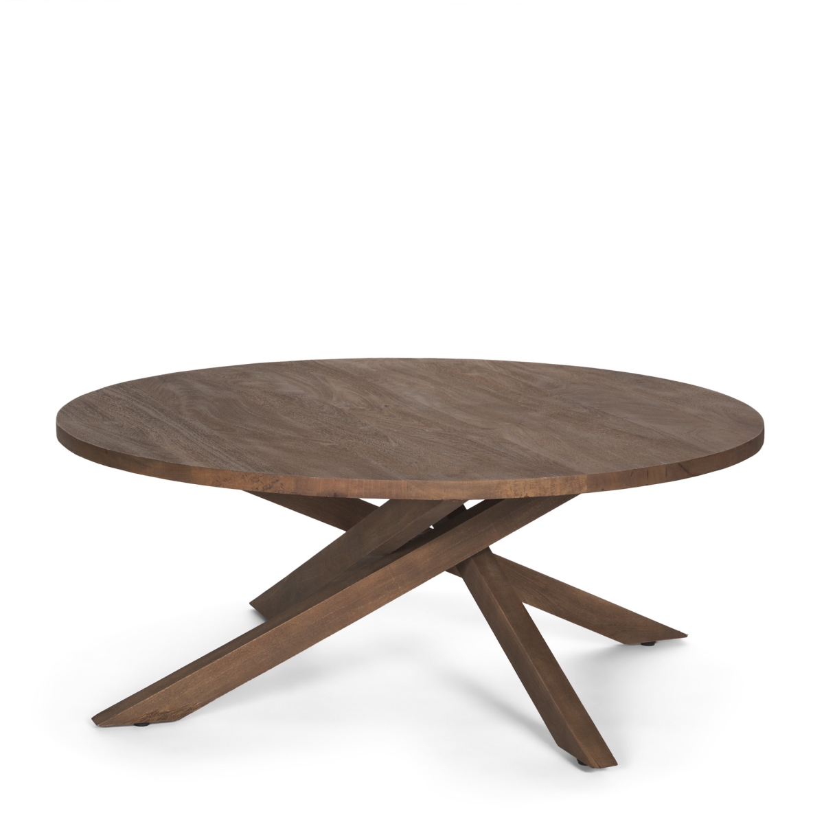 597142 42 in. Brown Solid Wood Round Cross Legs Coffee Table