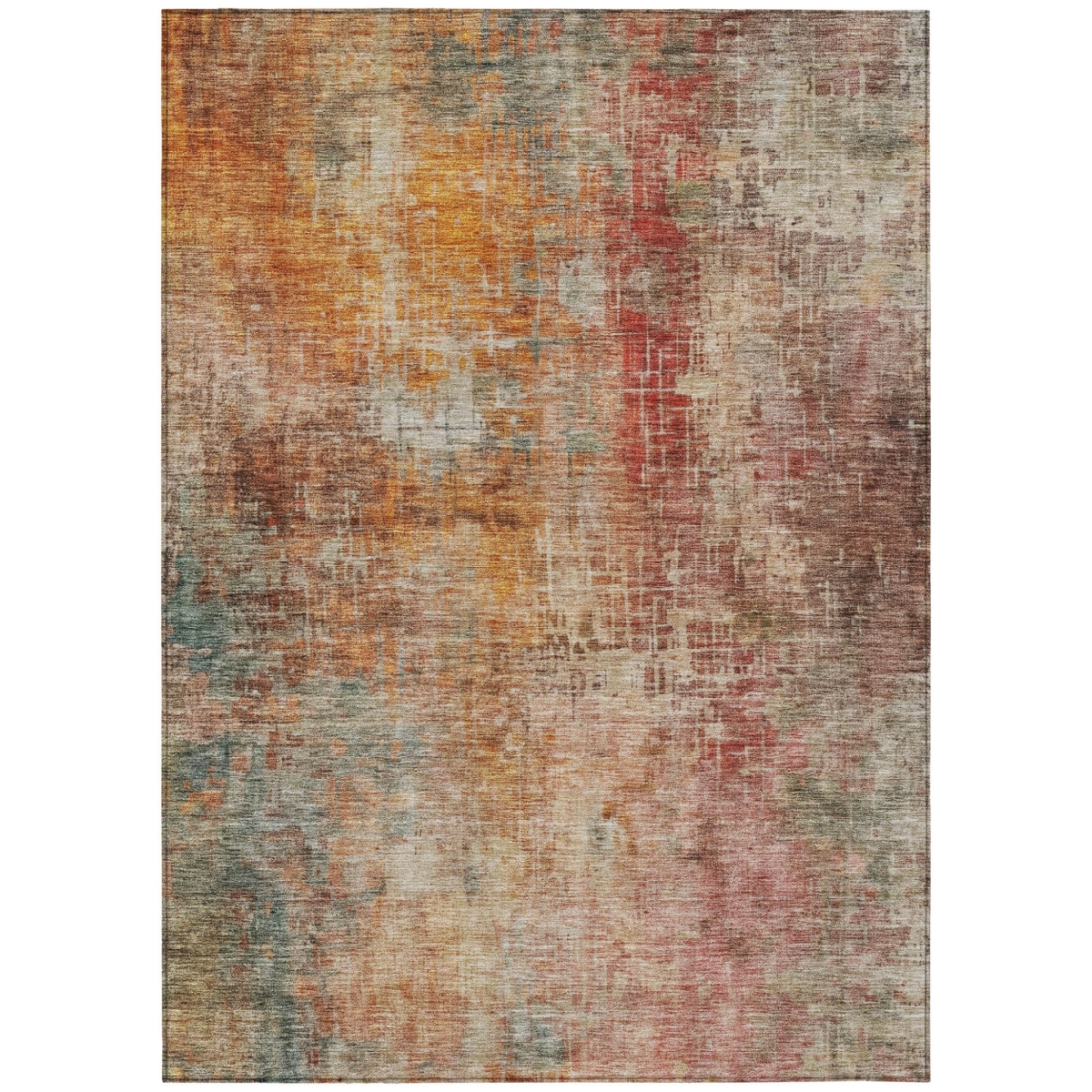 606120 9 x 12 ft. Tan, Copper & Terra Cotta Abstract Washable Indoor & Outdoor Rectangle Area Rug