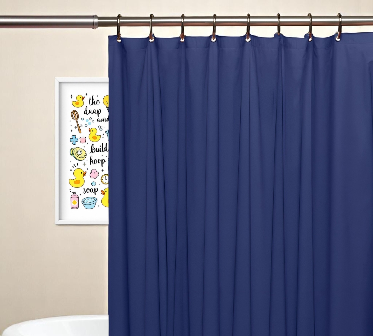 Picture of HomeRoots 548974 72 in. Navy Blue Vinyl Shower Curtain Liner