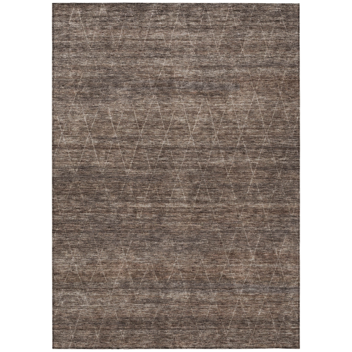605585 5 x 8 ft. Coffee & Ivory Geometric Washable Indoor & Outdoor Rectangle Area Rug