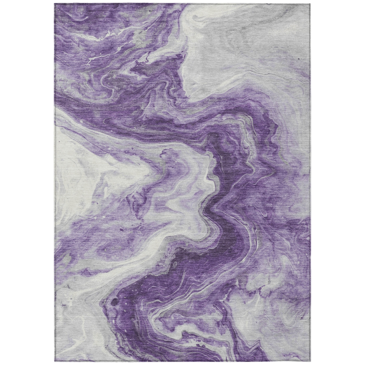 618341 5 x 8 ft. Purple & Silver Abstract Washable Indoor & Outdoor Rectangle Area Rug