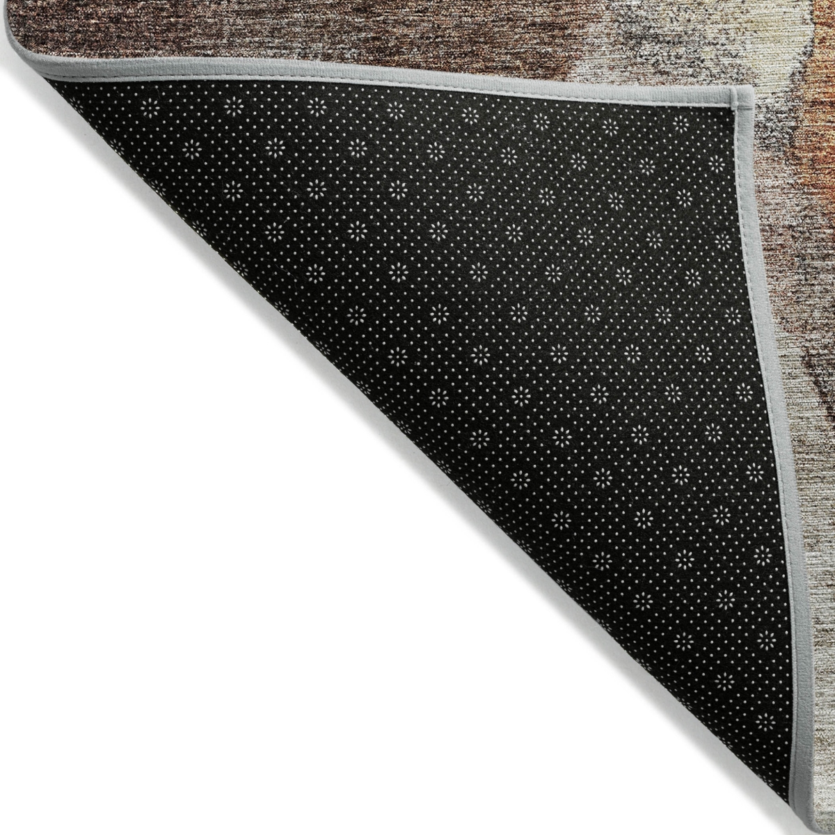 605832 5 x 8 ft. Coffee, Copper & Beige Abstract Washable Indoor & Outdoor Rectangle Area Rug