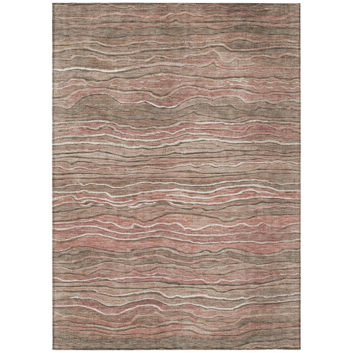 618283 8 x 10 ft. Brown & Copper Abstract Washable Indoor & Outdoor Rectangle Area Rug