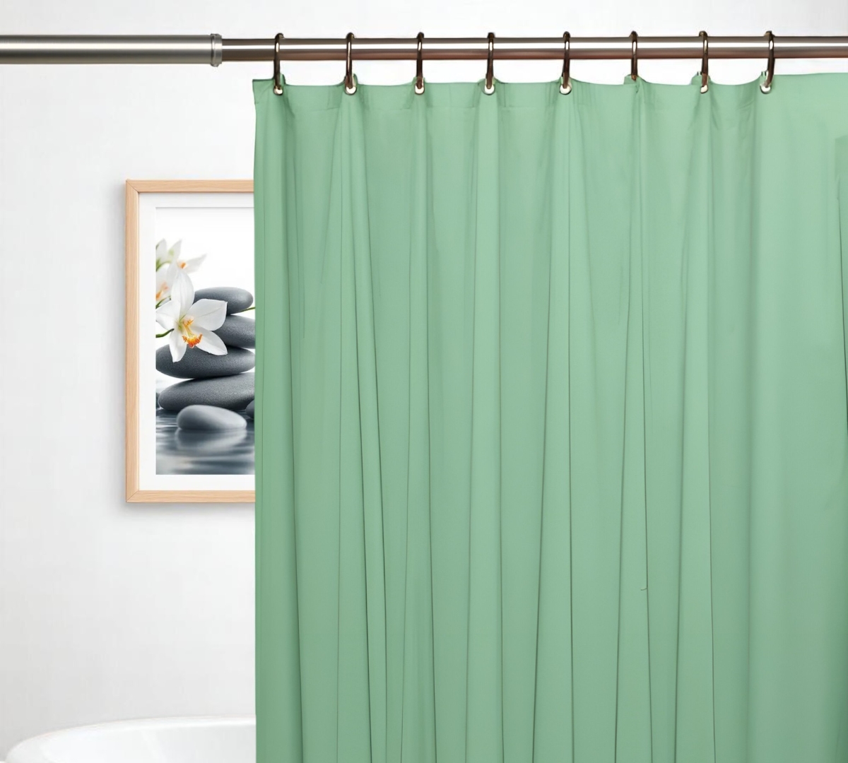 Picture of HomeRoots 548978 72 in. Green Vinyl Shower Curtain Liner