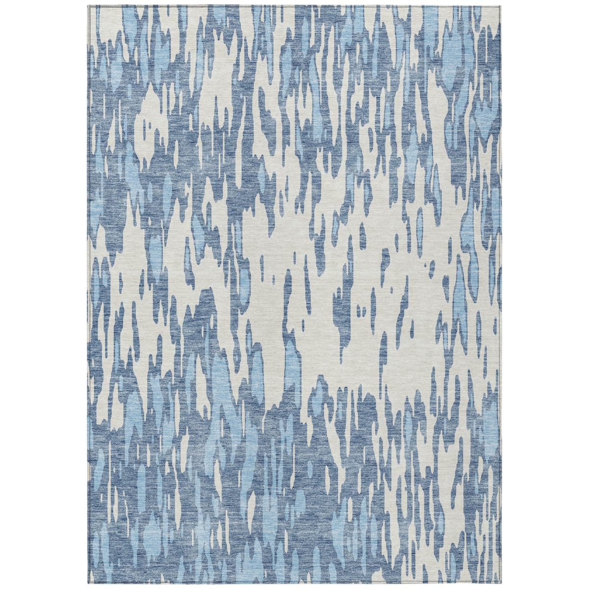 612652 10 x 14 ft. Denim Blue & Ivory Abstract Washable Indoor & Outdoor Rectangle Area Rug