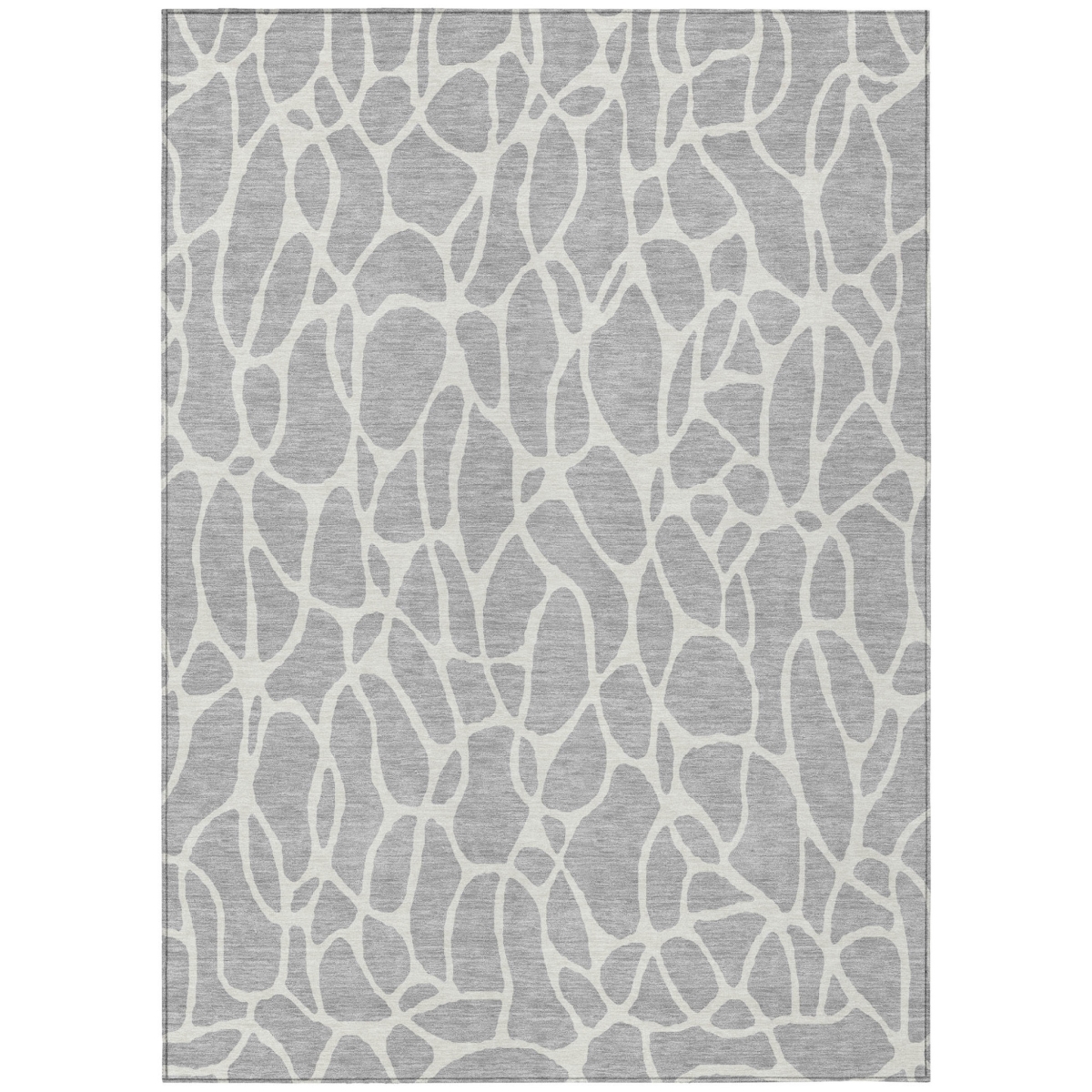 599314 9 x 12 ft. Silver & Ivory Geometric Washable Indoor & Outdoor Rectangle Area Rug