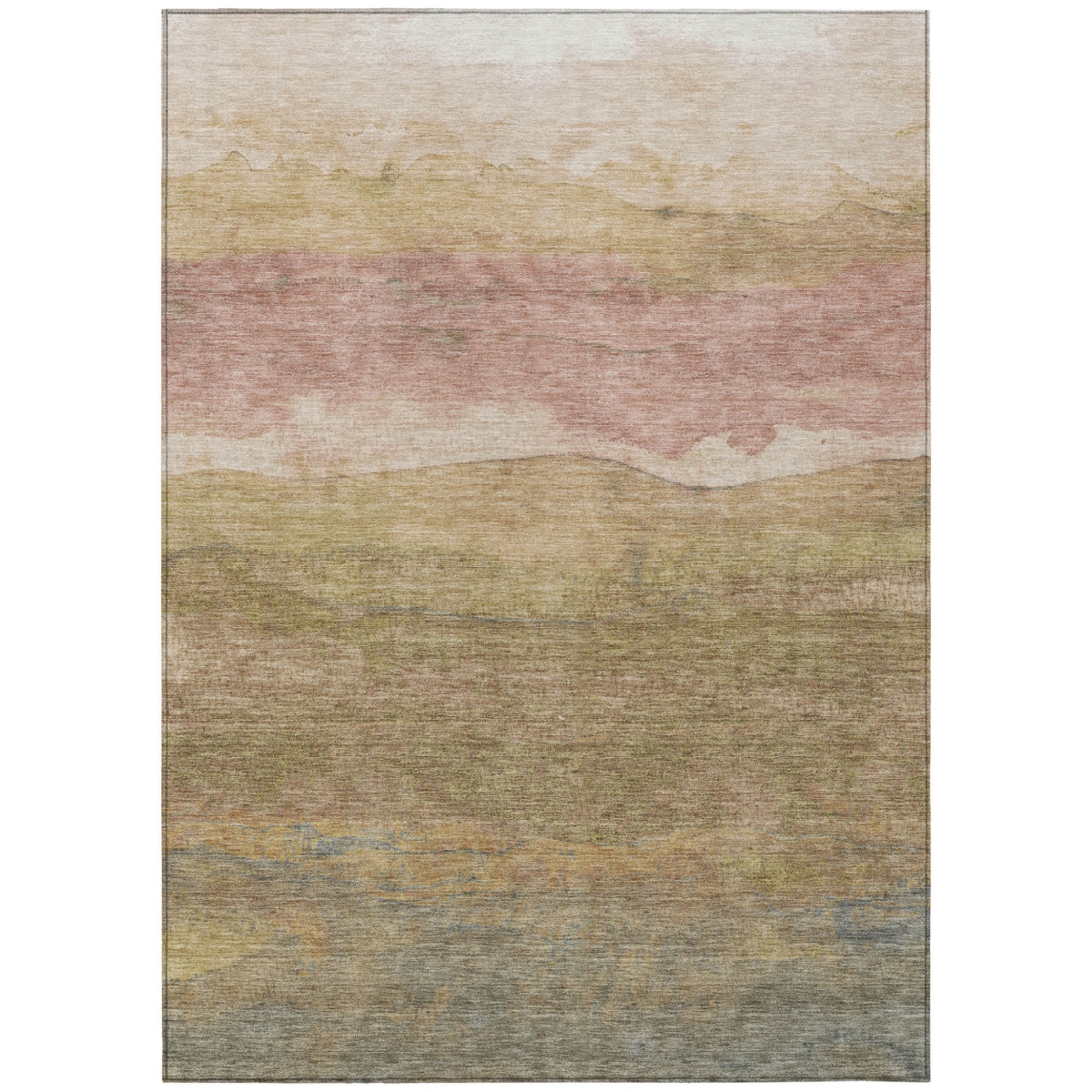 618158 9 x 12 ft. Tan & Beige Abstract Washable Indoor & Outdoor Rectangle Area Rug