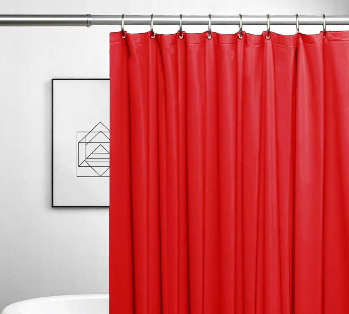 Picture of HomeRoots 548967 72 in. Red Vinyl Shower Curtain Liner