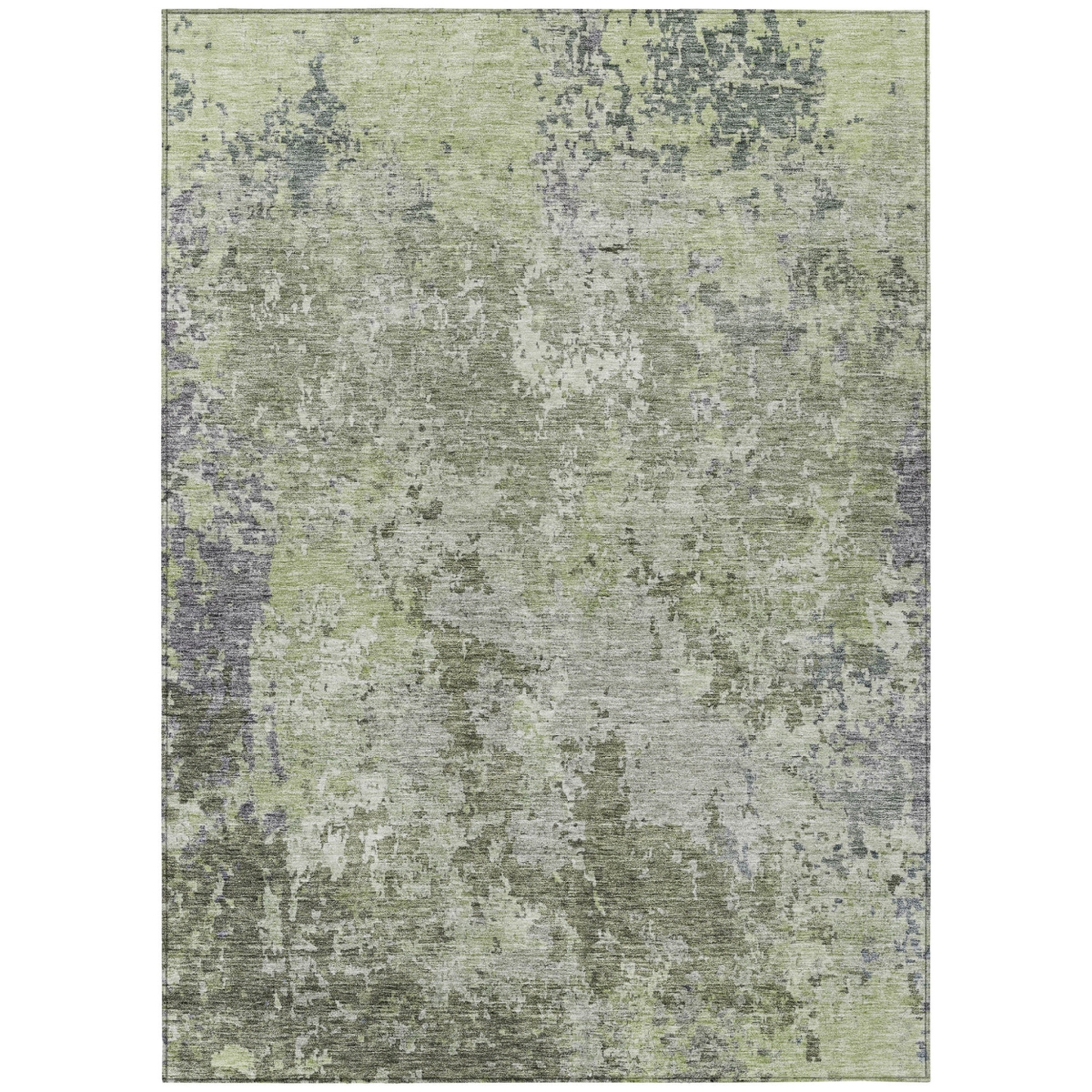 605552 9 x 12 ft. Green & Gray Abstract Washable Indoor & Outdoor Rectangle Area Rug