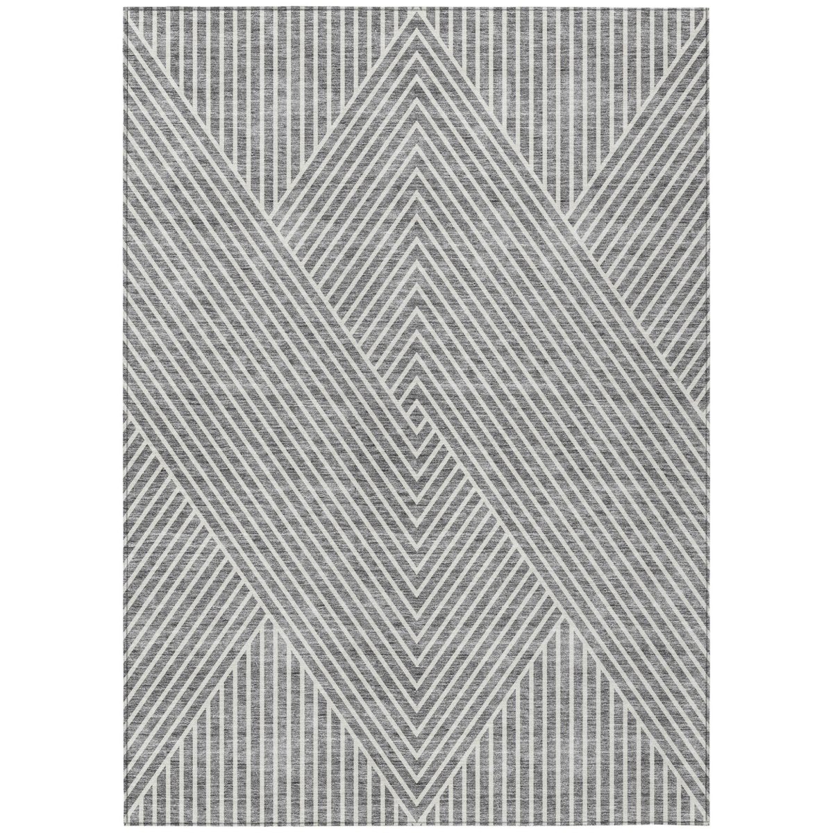 612133 8 x 10 ft. Gray & Ivory Geometric Washable Indoor & Outdoor Rectangle Area Rug