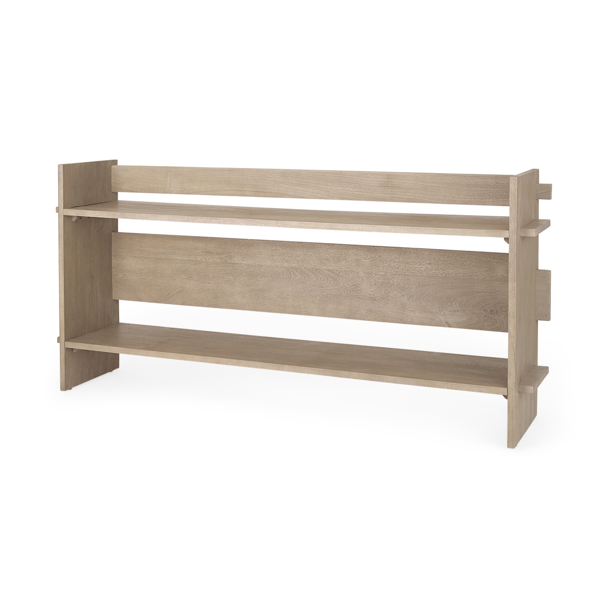 605651 76 in. Light Gray Solid Wood Distressed Solid Console Table with Shelf