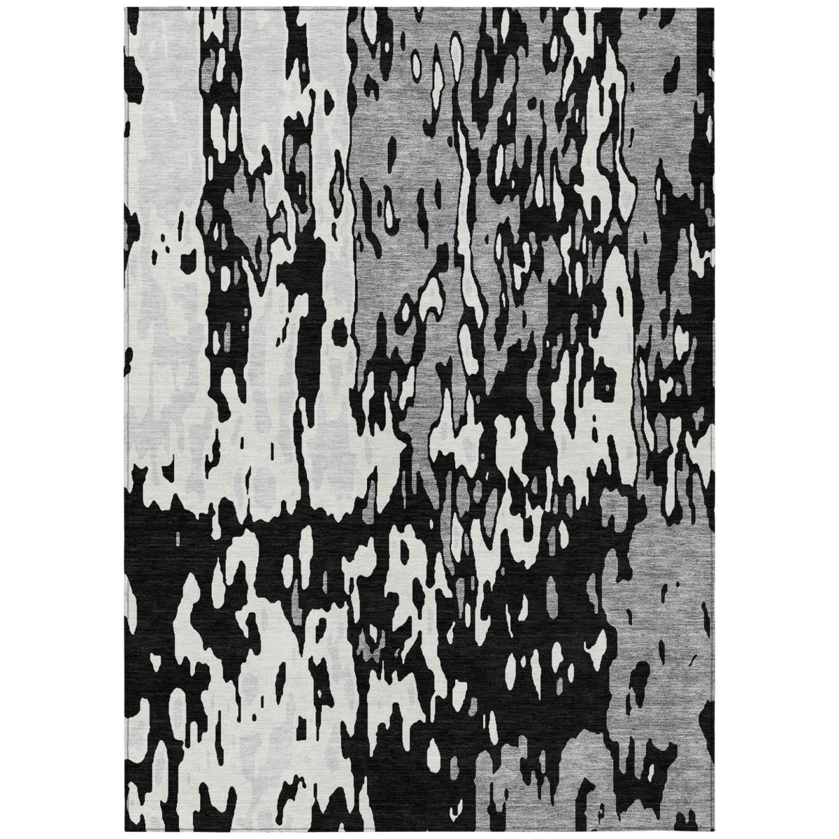 613331 10 x 14 ft. Black & Ivory Abstract Washable Indoor & Outdoor Rectangle Area Rug