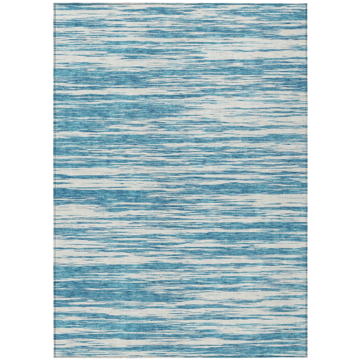 613128 5 x 8 ft. Teal Blue & Ivory Abstract Washable Indoor & Outdoor Rectangle Area Rug