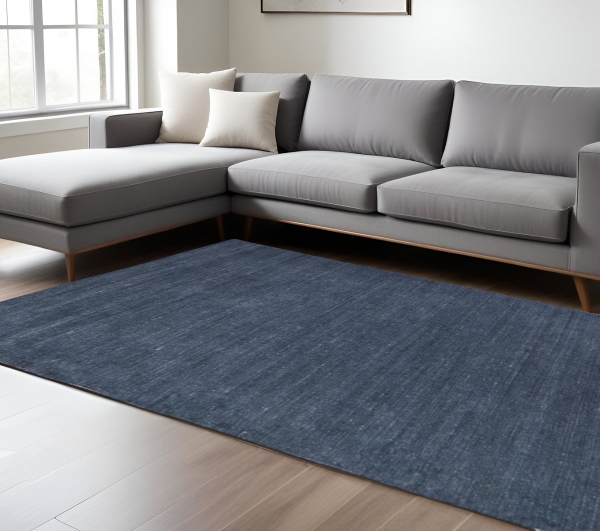 617272 8 x 10 ft. Hand Woven Distressed Area Rug, Blue & Gray