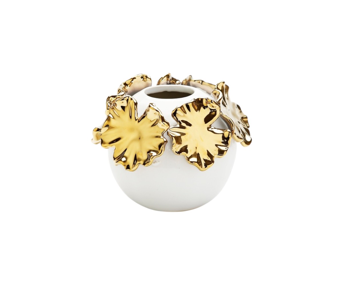 Picture of HomeRoots 569279 5 in. White Floral Bud Porcelain Table Vase with Sculptural Details