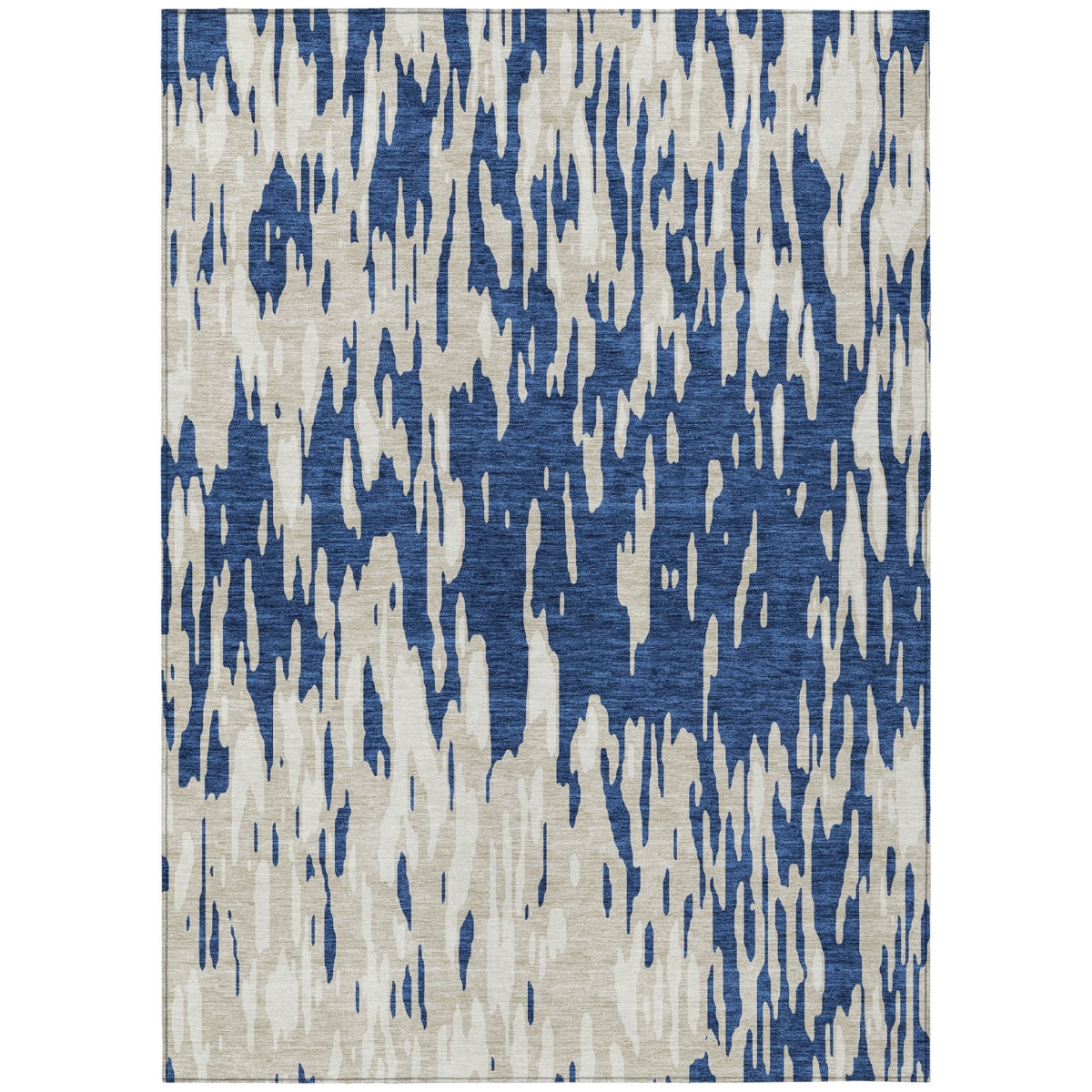 612683 3 x 5 ft. Navy Blue & Ivory Abstract Washable Indoor & Outdoor Rectangle Area Rug