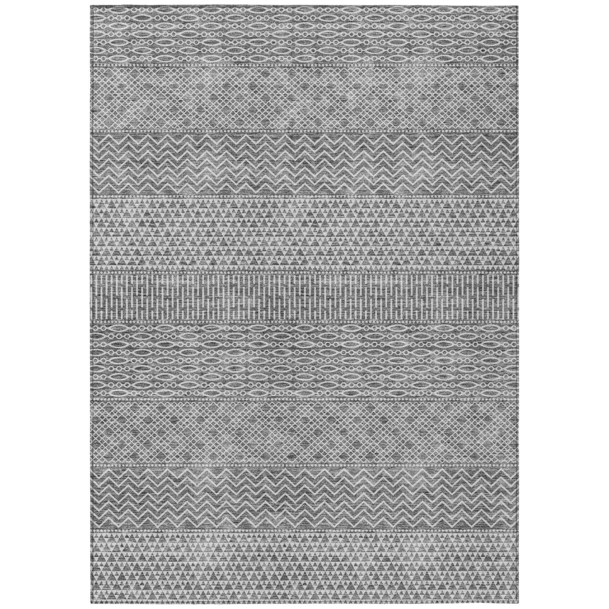 612263 5 x 8 ft. Gray & Silver Chevron Washable Indoor & Outdoor Rectangle Area Rug
