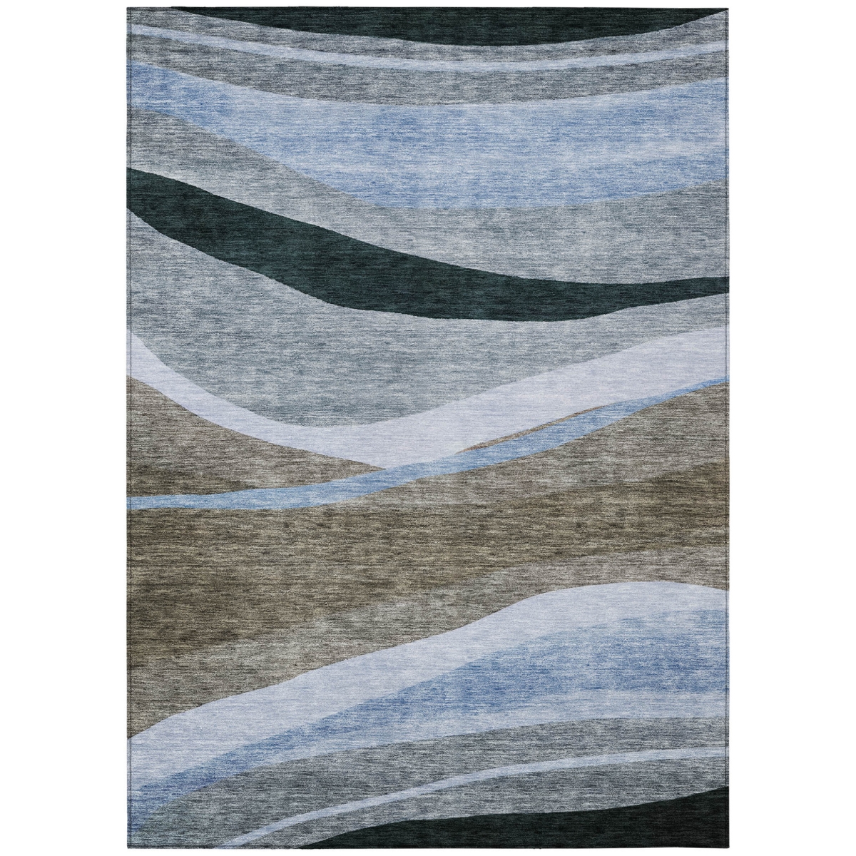 603675 9 x 12 ft. Brown, Blue & Gray Abstract Washable Indoor & Outdoor Rectangle Area Rug