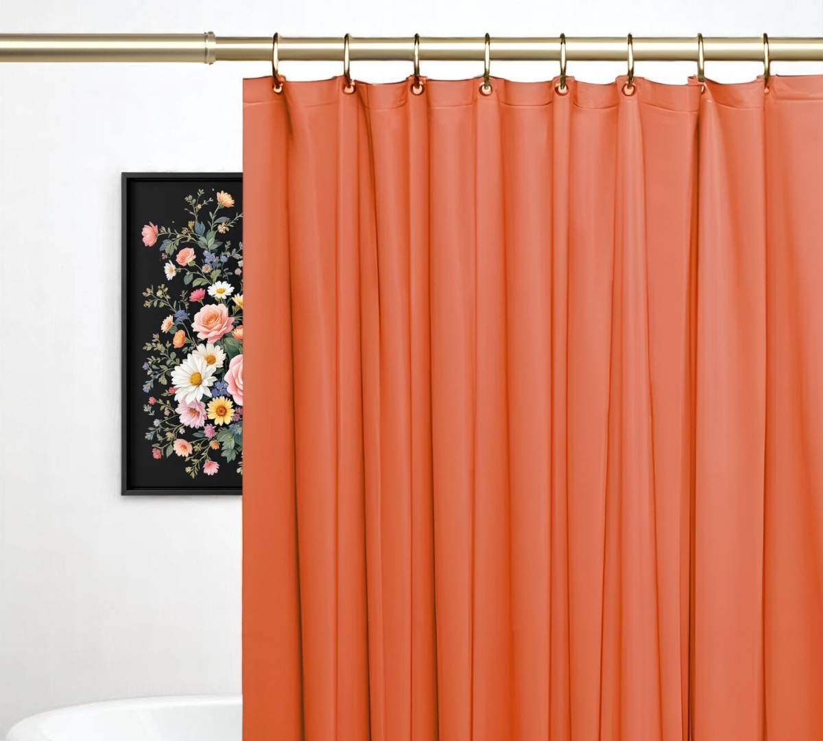 Picture of HomeRoots 548981 72 in. Terra Cotta Vinyl Shower Curtain Liner