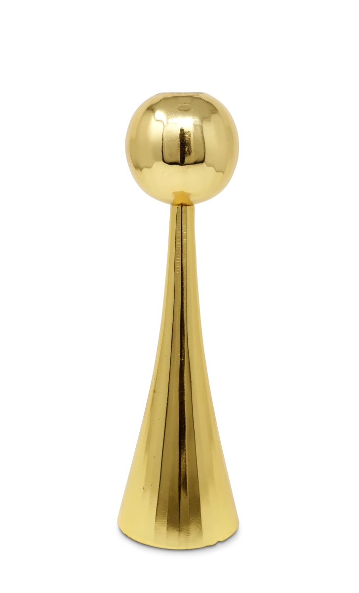 590216 12 in. Gold Stainless Steel Tabletop Taper Candlestick