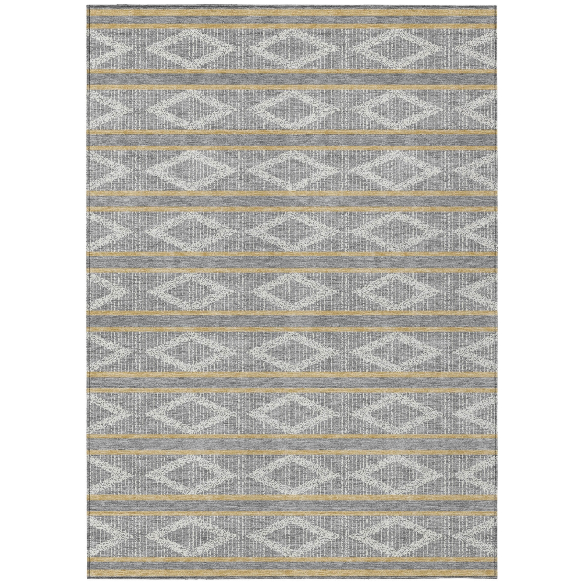 599631 8 x 10 ft. Gray, Ivory & Brown Geometric Washable Indoor & Outdoor Rectangle Area Rug
