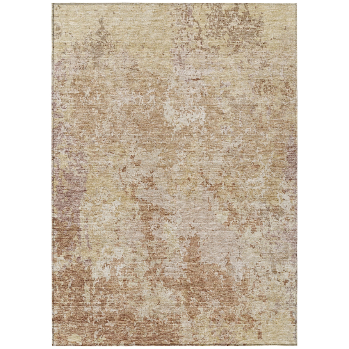 605546 9 x 12 ft. Copper & Beige Abstract Washable Indoor & Outdoor Rectangle Area Rug