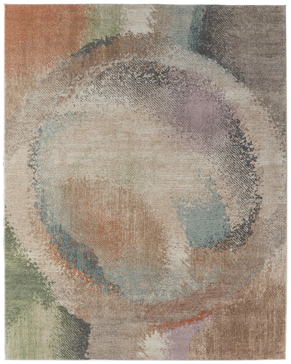 617249 9 x 12 ft. Brown, Tan & Blue Abstract Distressed Rectangle Area Rug