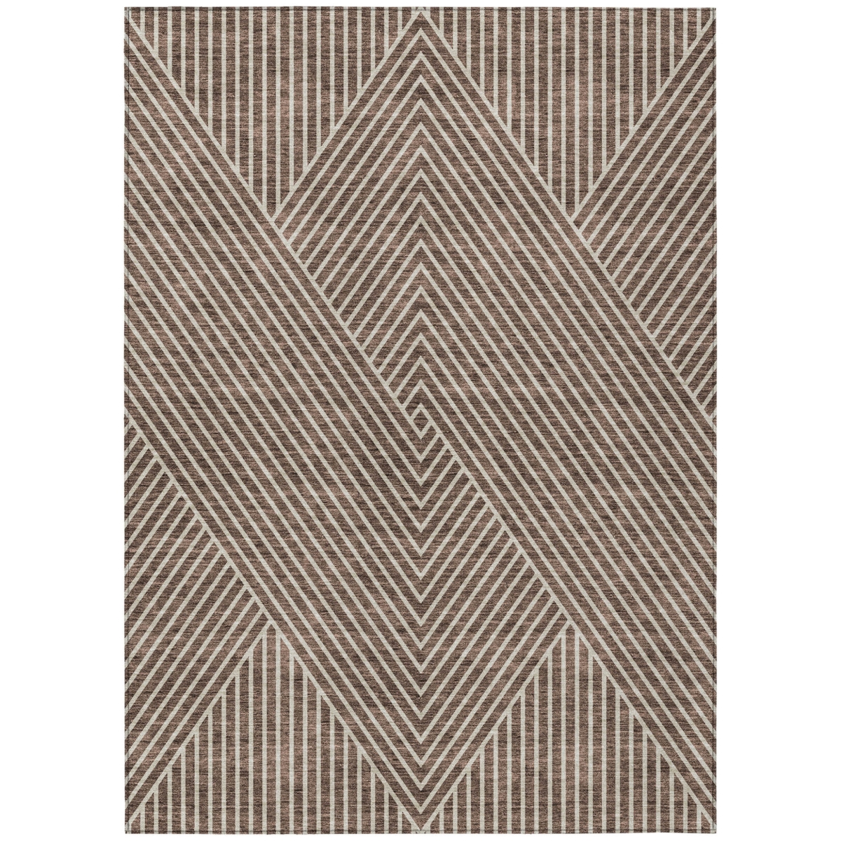 612118 3 x 5 ft. Brown & Ivory Geometric Washable Indoor & Outdoor Rectangle Area Rug
